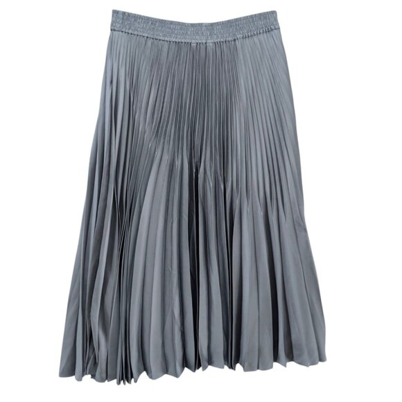 Club Monaco Pleated Midi Skirt Slate Blue Pull On Lined Size M - Picture 2 of 8